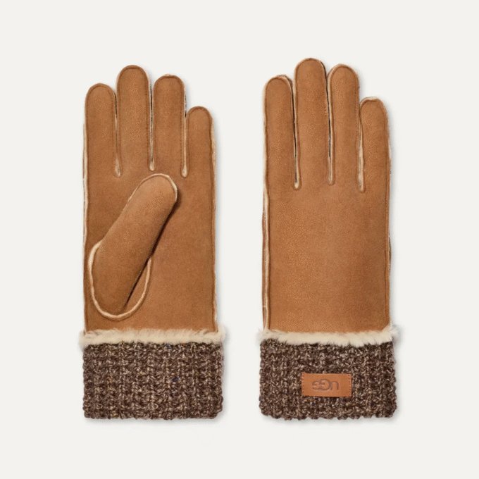 Gants à poignet tricotés en peau de mouton