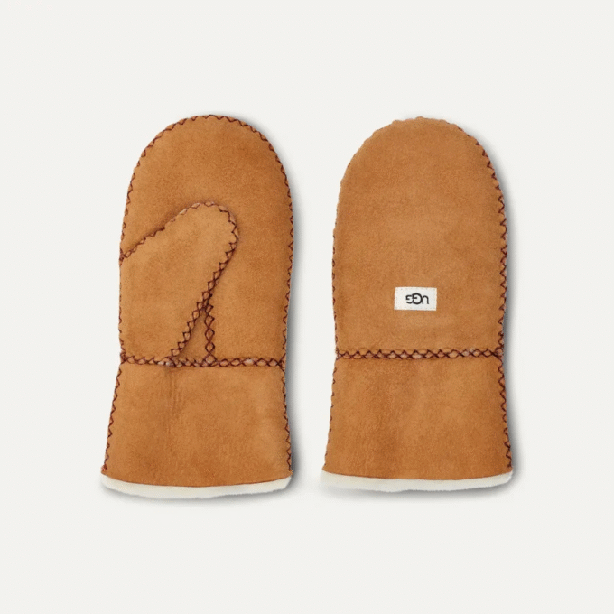 Moufle en peau de mouton avec couture